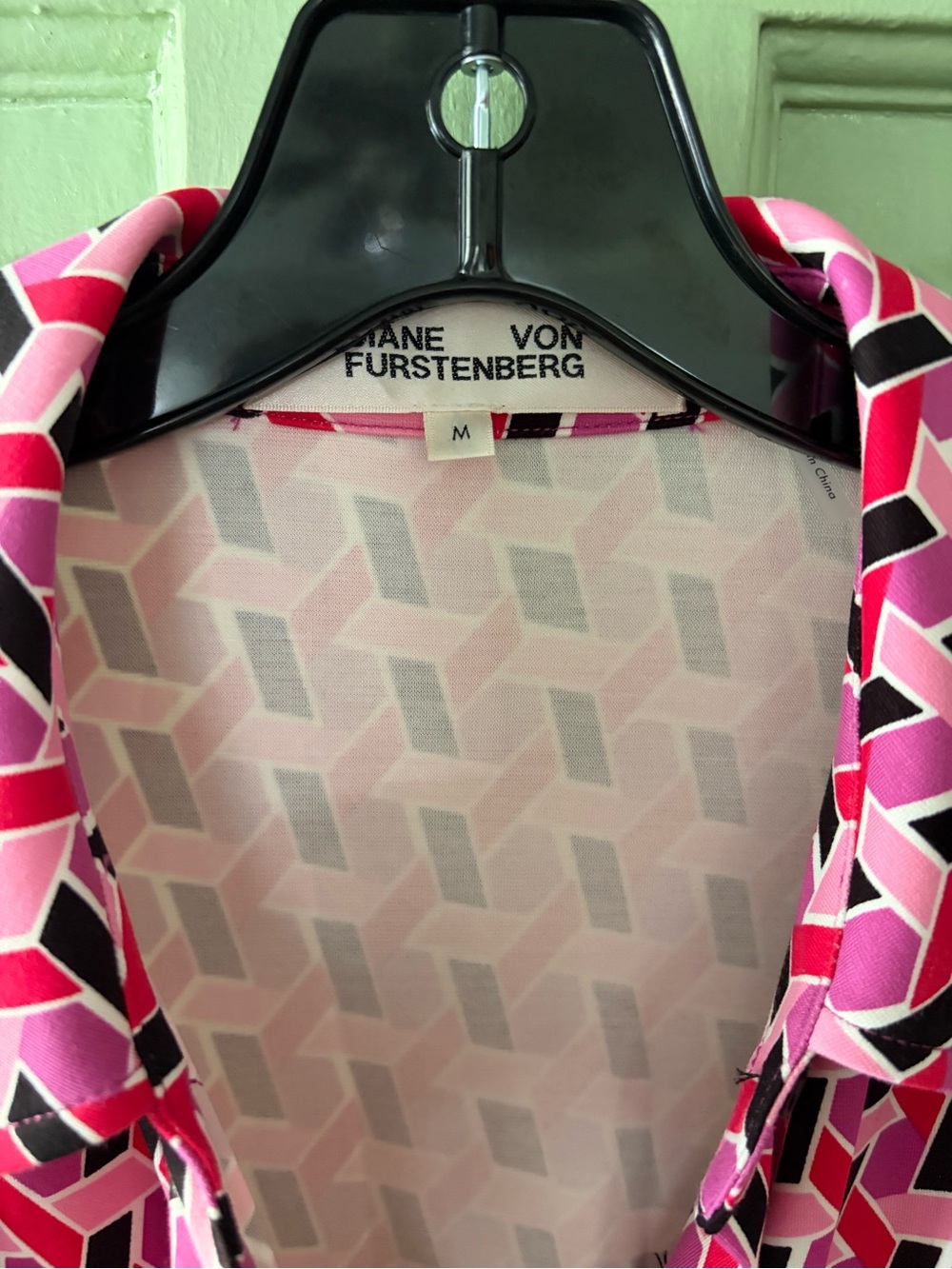 NEW NWOT Diane Von Furstenberg Sana Geo Print Long Sleeve Wrap Front Dress L - Picture 10 of 16